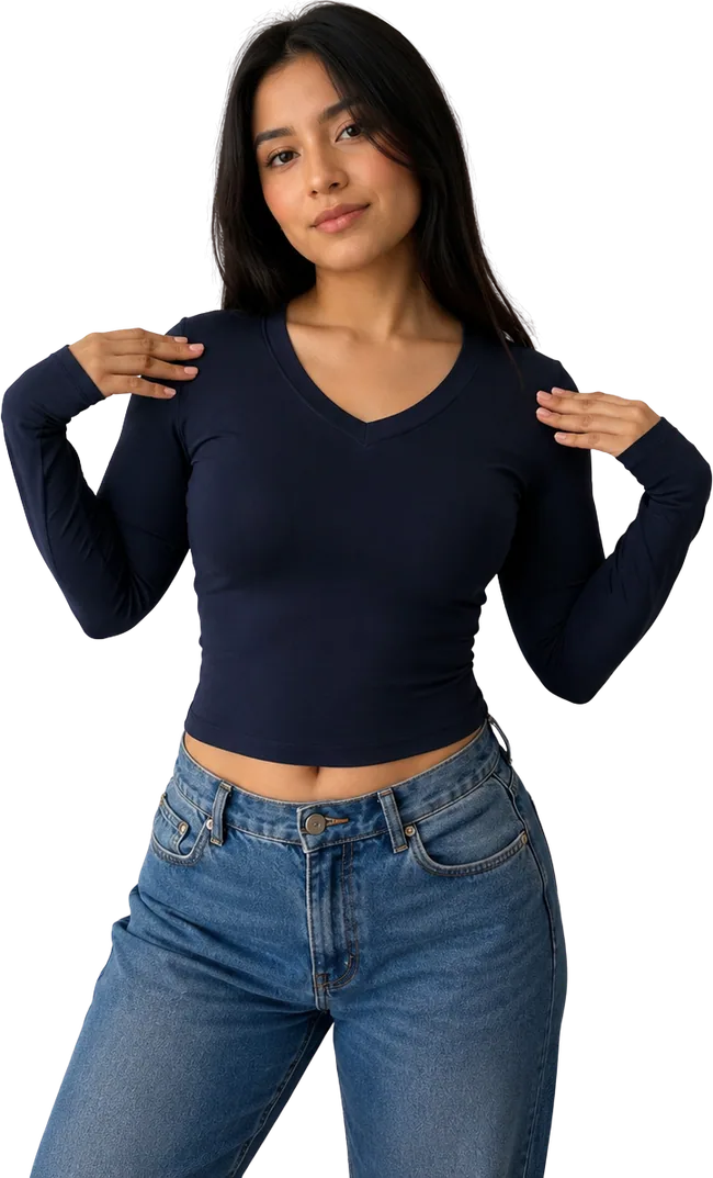 Manga larga escote V — EzModa